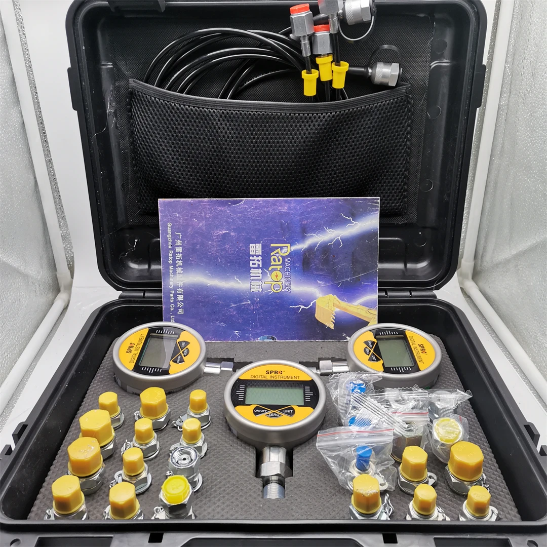 

Excavator Loader Truck Heavy Equipment Digital Hydraulic Measurement Kit 3 Gauges Diagnostic Tool Set For Construction Machinery