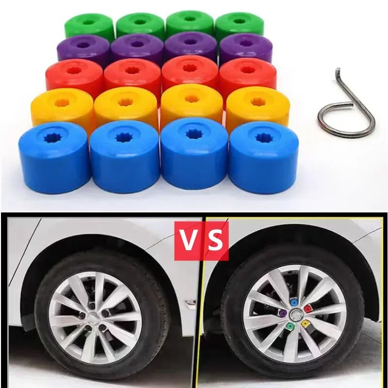 20Pcs Car Wheel Cover Hub Nut Bolt Covers Cap 17mm Auto Tyre Screws Exterior Protection Universal Nut Bolt Dust Accessories