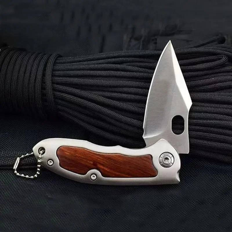 1pc,Outdoor Folding Knife Fine Mini Fruit Portable Stainless Steel Carry Defense Knife
