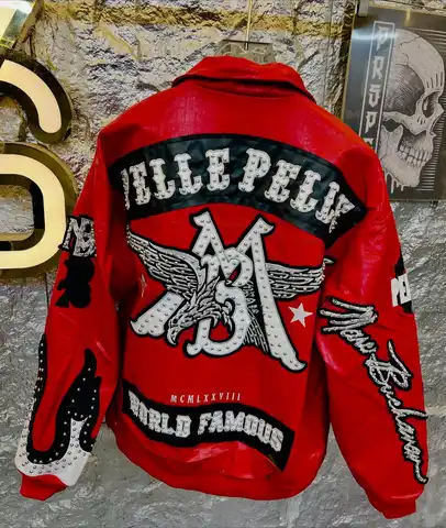 Streetwear Retro Rhinestone Patch Embroidered Red Jacket Y2K Mens Letter Embroidered Oversized Motorcycle Clothes Casual Coats