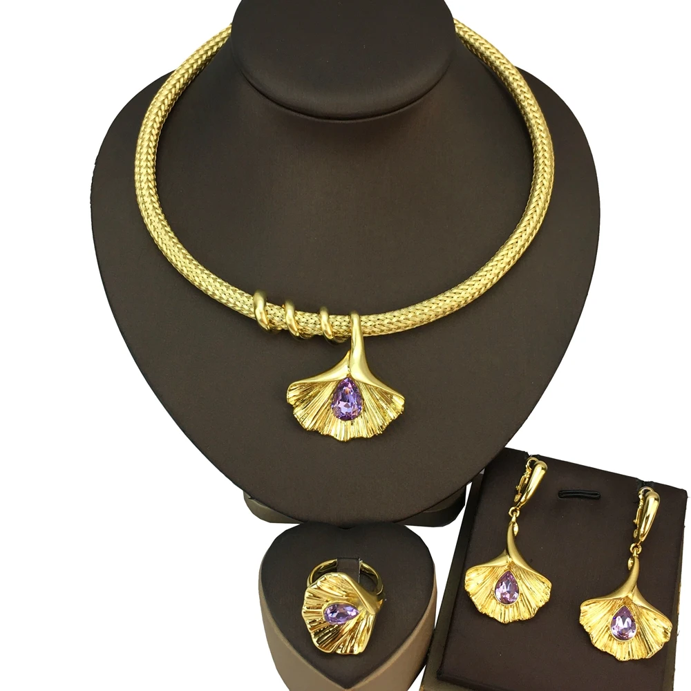 

Dubai Jewelry Sets for Women African Luxury Necklace Italian Gold Plated Fine Jewelry Gifts FHK16749