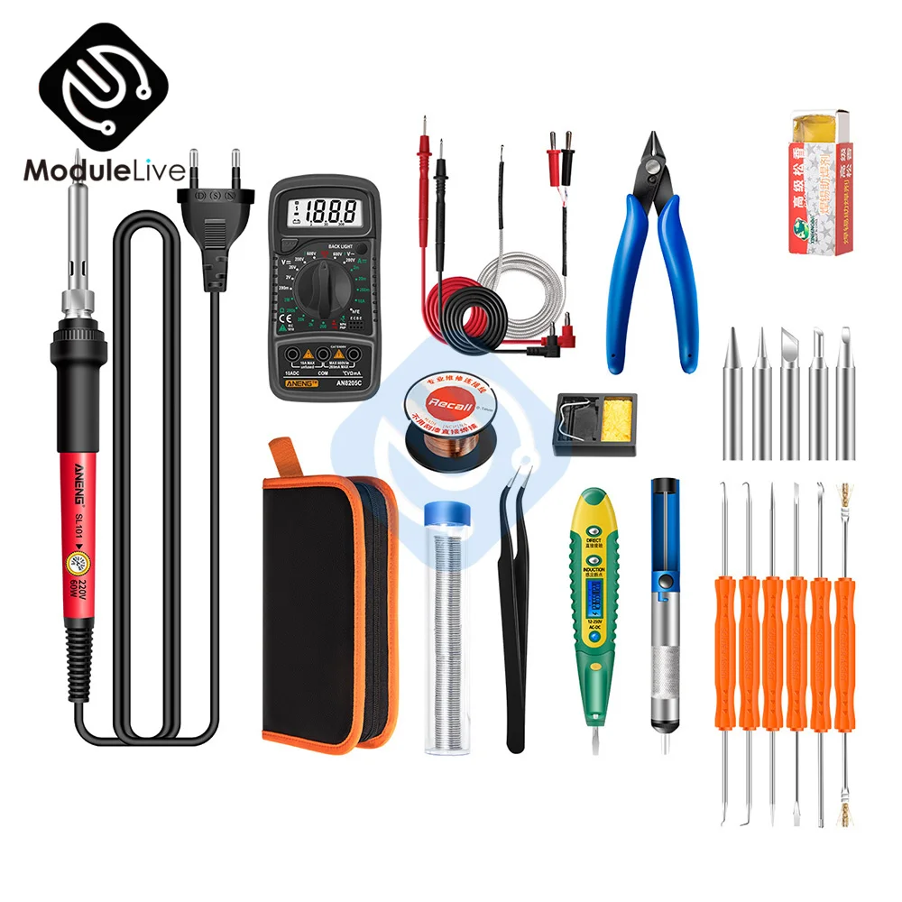 SL103 SL102 Solder iron Adjustable Temperature Soldering Iron Kit 60W Welding Tools Repair Heater Soldering Gun With Multimeter