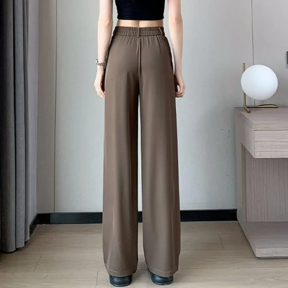 السراويل النسائية 2025 ربيع أنيق مكتب سيدة عالية الخصر مستقيم الساق العمل السراويل مزاجه التنقل عادي اليومية سراويل طويلة