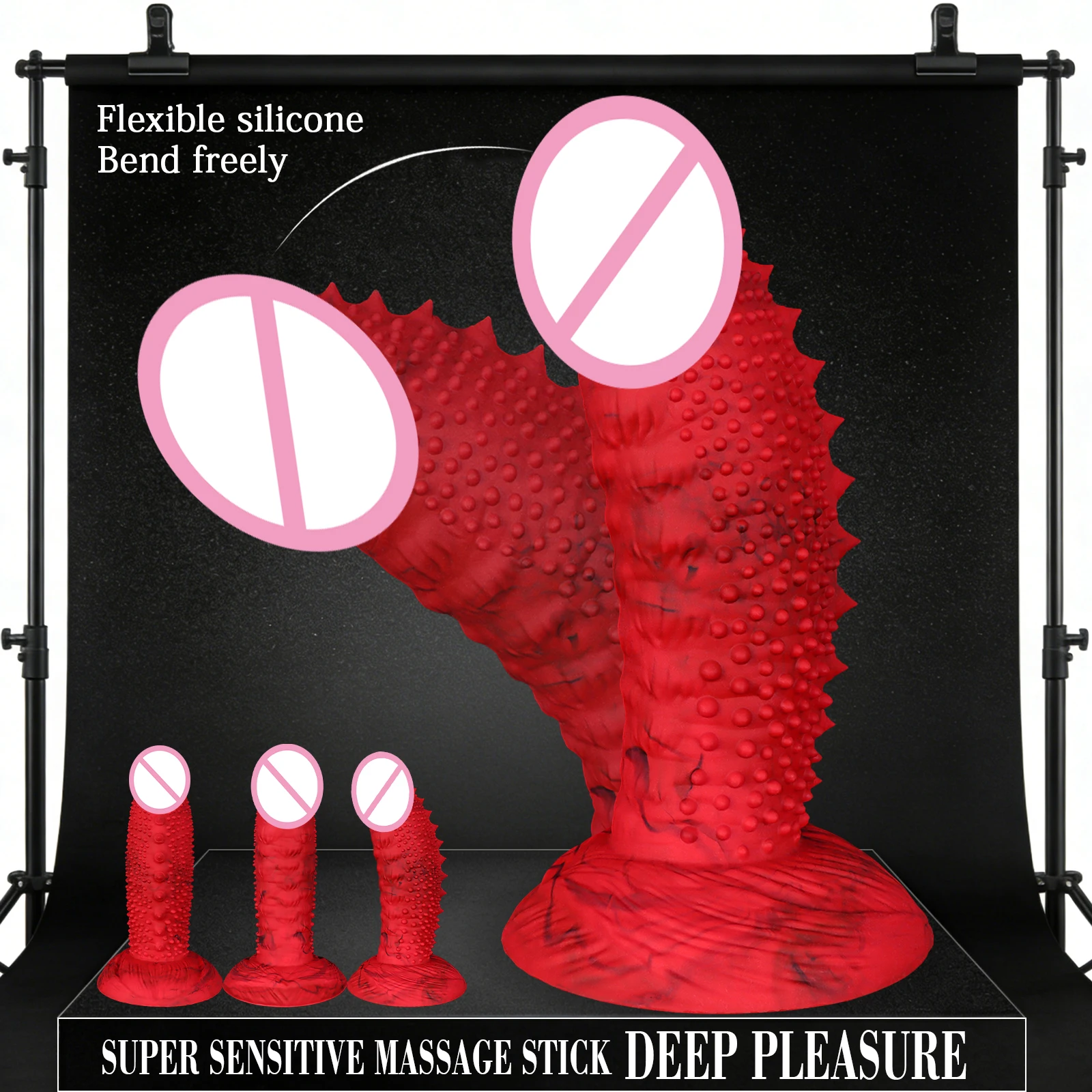 Dildo rosso con punte, dildo in silicone con ventosa, pene lungo, giocattoli sessuali anali per uomini, giocattolo erotico sexy per adulti, dildo XXL_voghion.com