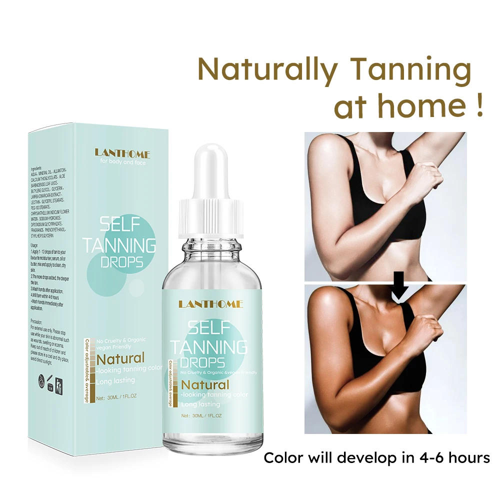 Natural Face Tan Drops Sun Tanning Oil Liquid Dark Self Tanning Serum Drops For Face Body Tropic For A Beach Or Surfer