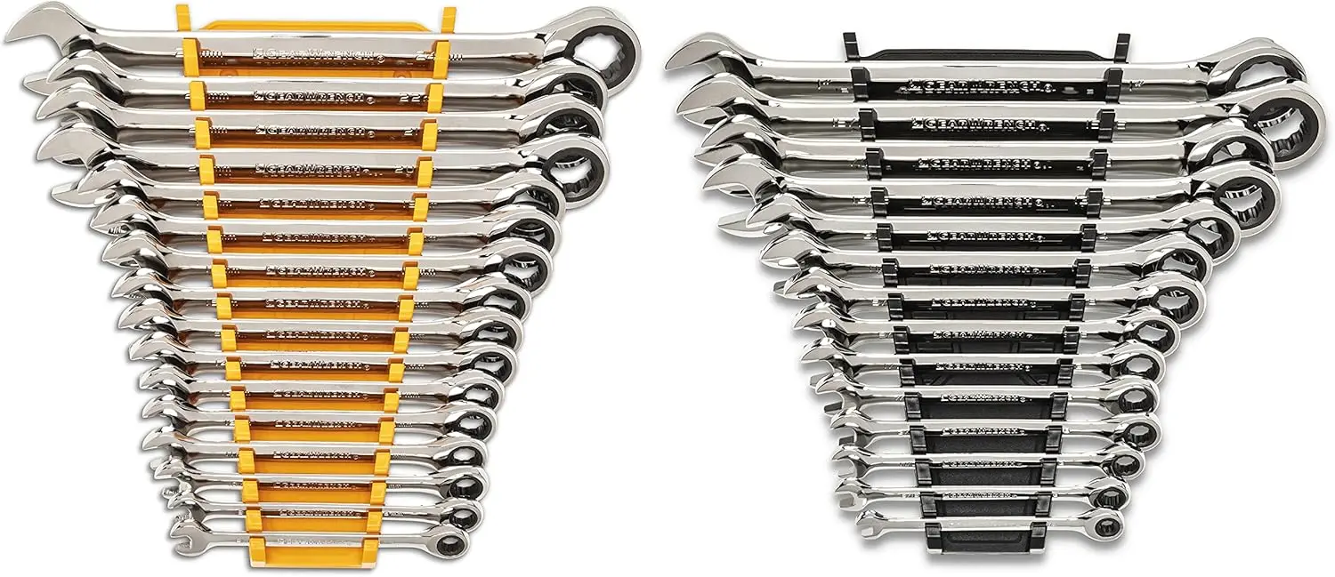 30 Piece 12 Point Ratcheting Combination SAE/Metric (1/4-1 in., 8-24 mm) Wrench Set with Wrench Racks - 86702