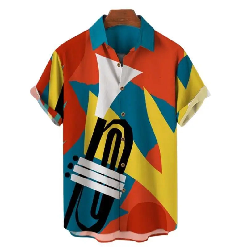 Camisa hawaiana de gran tamaño para hombre, camisa divertida con estampado de estilo Jazz, informal, Social, Floral, Retro, Y2k, Harajuku, ropa de