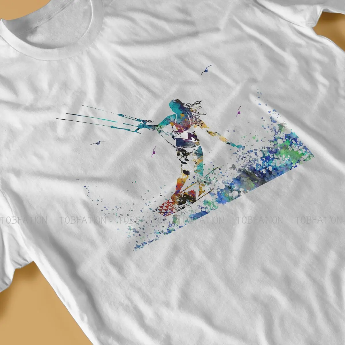 Kitesurfing Kiteboarding Flysurfing Kite TShirt for Men Watercolor Basic Summer Tee T Shirt High Quality Trendy Fluffy