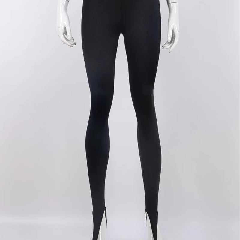 Fashionable winter black high waisted tight Y2K women's pants sexy shiny casual club 2025 tight pants