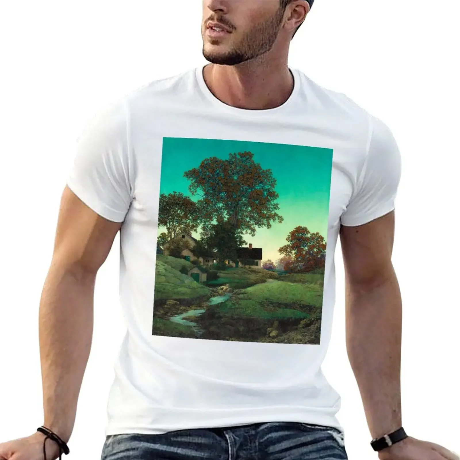 Maxfield Parish. Evening. T-Shirt street wear oversized tee shirts for men