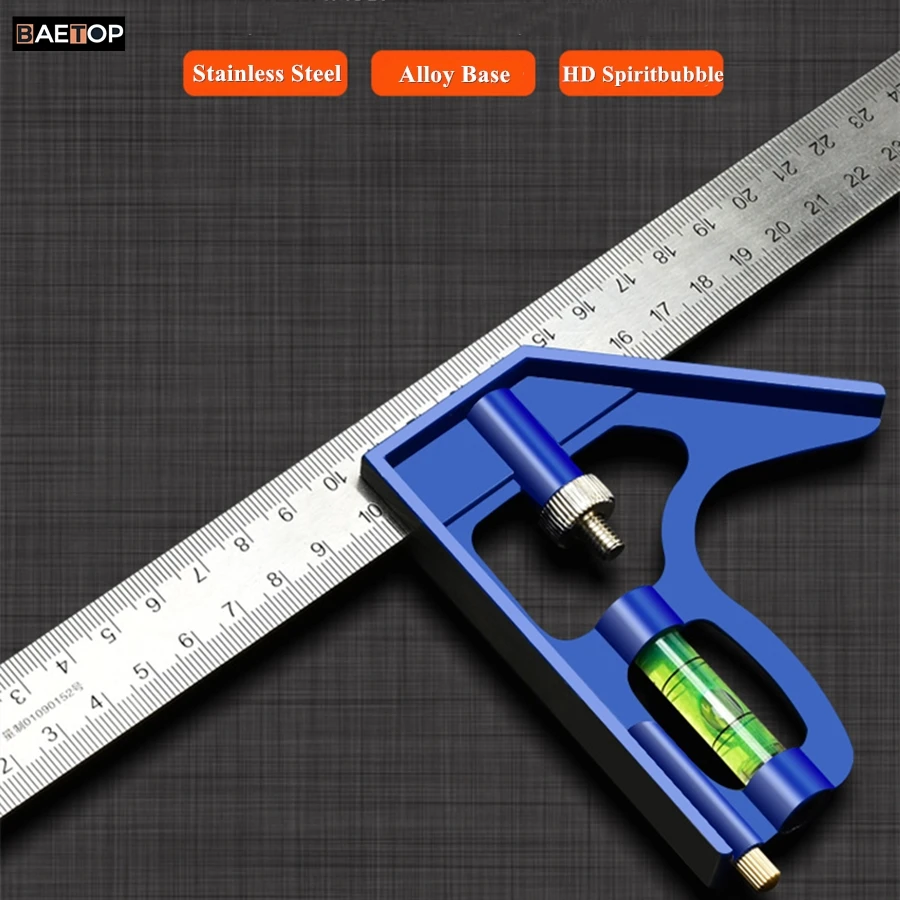 Adjustable Square Angle Ruler Set for Engineers, Multi Combination, Right Angle Protractor, Woodwork Measuring Tool Set, 3 in 1