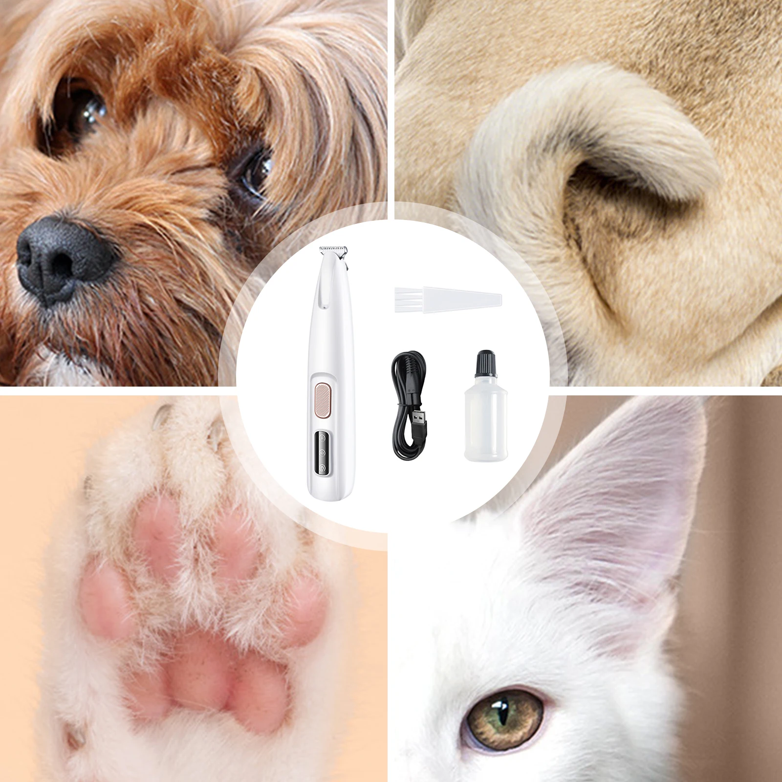 Rechargeable Pet Paw Trimmer with LED Light, Fully Waterproof Dogs Cats Hair Trimmer, Dog Clippers for Grooming image 6