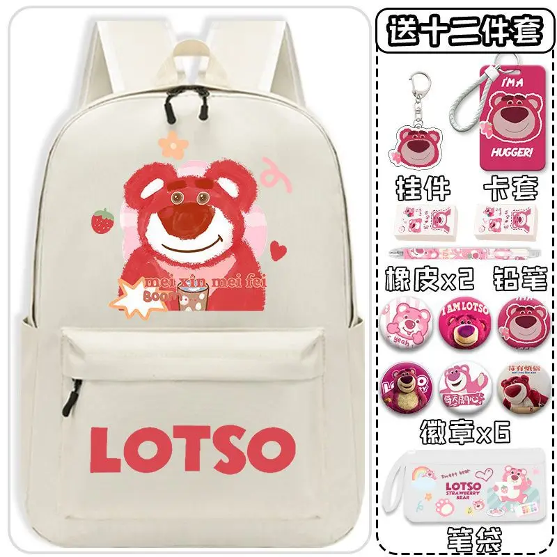 Sanrio New Strawberry Bear Cartoon Schoolbag Student Męski i damski lekki plecak dziecięcy o dużej pojemności