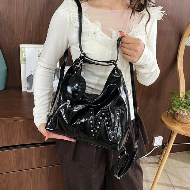 

Multi-Functional 2-Way Backpack Tote, Niche Elegant Design, Spacious Trendy Commute Crossbody Shoulder Bag for Women