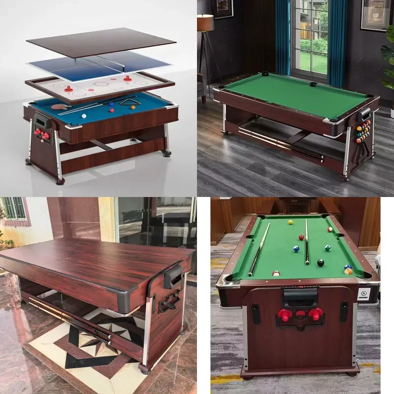 Brand For Factory Wholesale Burgundy Color 4 in 1 Multi Functions Rotating Game Table MDF Indoor Gaming Equipment for Home &