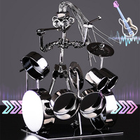 Industrial Style Metal Punk Iron Home Office Desk Ornaments Music Decorations Musical Instruments Drummers Entrance Decoration