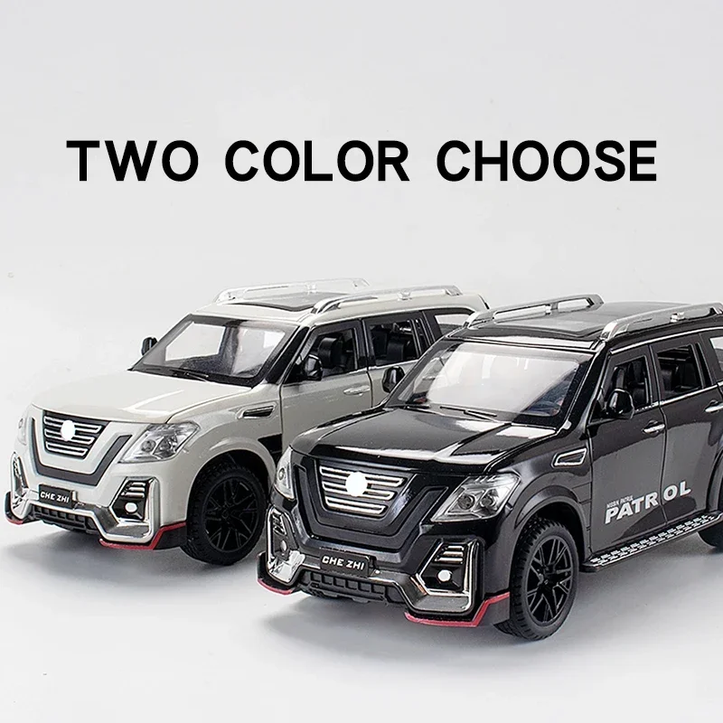 1:24 Nissan Patrol Off-road SUV Alloy Model Car Diecast car Toy Model Collectible Iron Toy Car Sound Light Car For Boys Kids C48