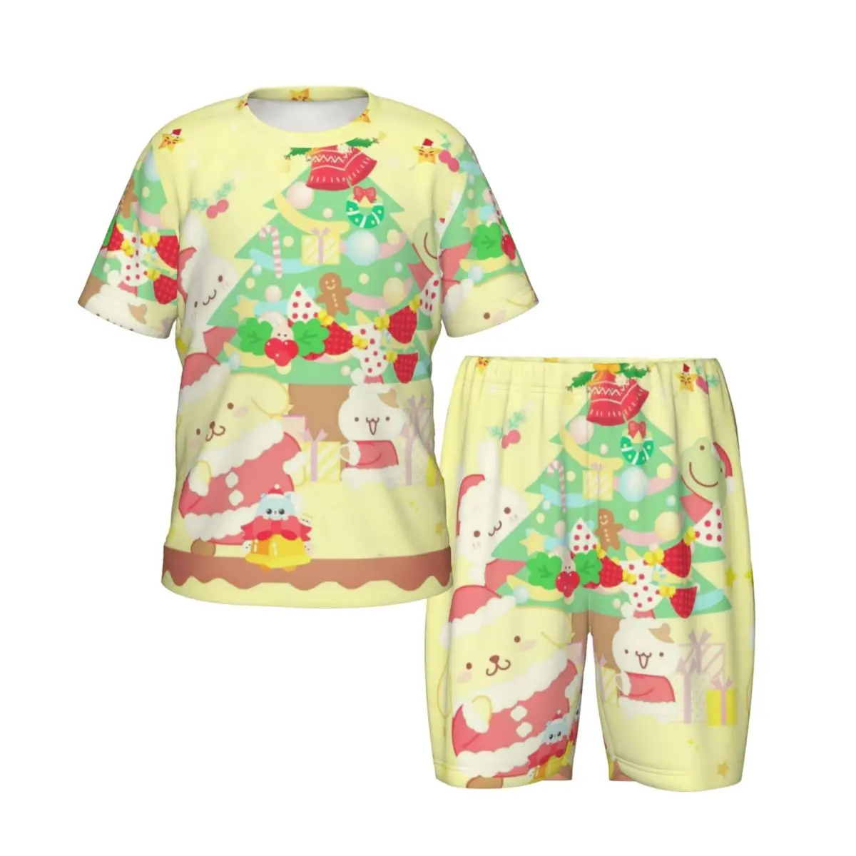 

Sanrio Pompompurin, новый летний пижамный комплект больших размеров 4XL для мальчиков и девочек, ночное белье