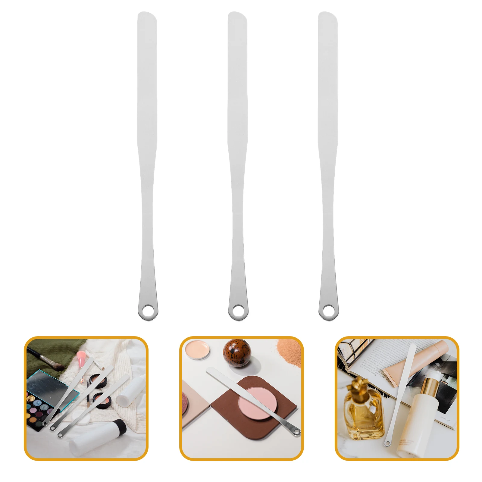 

3pcs Foundation Spatula Stainless Steel Makeup Tool for Pigment Mixing Stick Nail Art Cream Lipstick Cosmetics