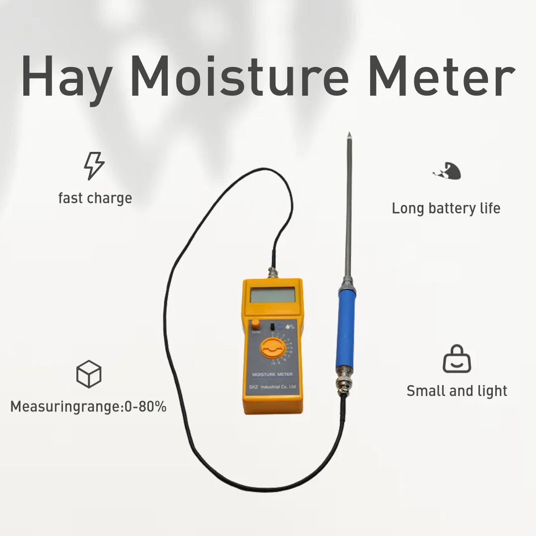 

SKZ111D Portable CE Rice Straw Wheat Straw 0-80% 316L Steel + PTFE Sensor Hay Moisture Meter Applied in Farm Production