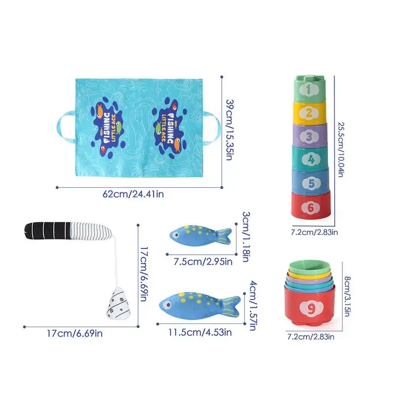 Juguete de pesca de tela, juego de pesca, clasificación de tela, aprendizaje, juguetes de peces, rompecabezas a juego divertido y seguro, juguete educativo para Acción de Gracias, Pascua