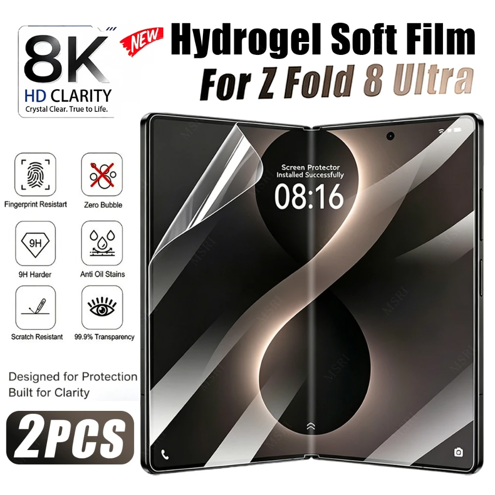 NNBILI 2Pcs Hydrogel Transparent Hydrogel Screen Protector, Suitable for Samsung Galaxy Z Fold 8 Ultra 7 Foldable Inner Screen