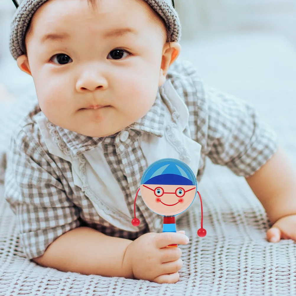 

2PCS Wooden Toys Handheld Infant Musical Blue Color Newborn Hand Eye Coordination Sensorial