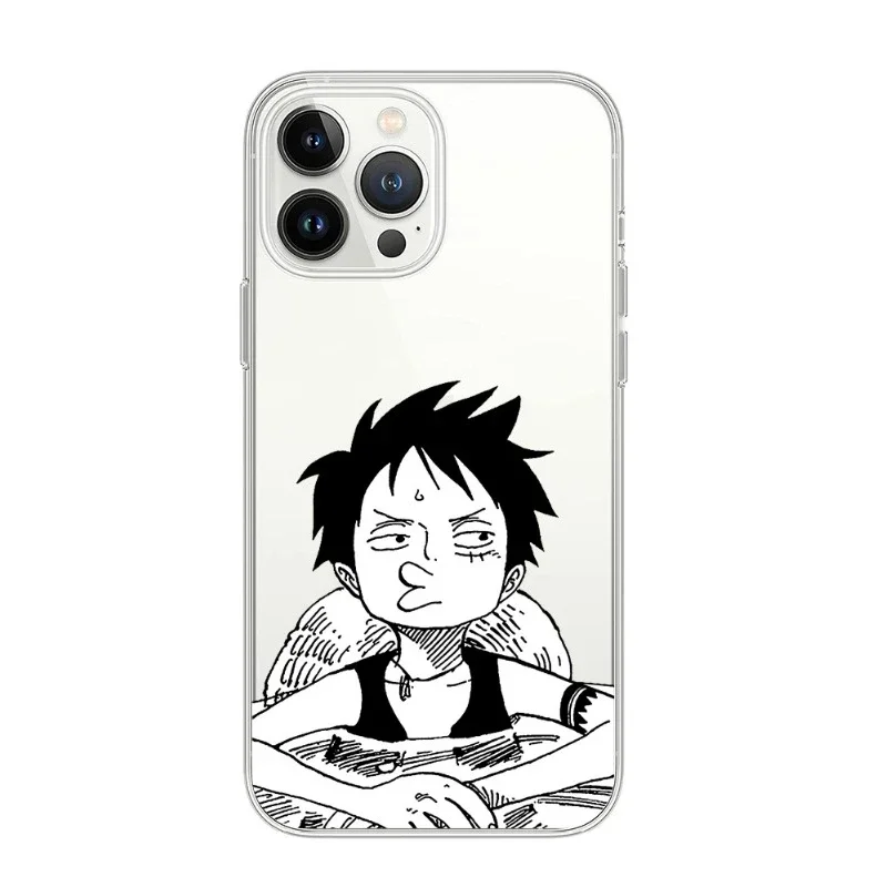 Funda de teléfono de Anime de una pieza Luffy Zoro para iPhone 15 14 13 12 Mini 11 Pro Max X XR XS SE Plus, funda transparente de silicona suave