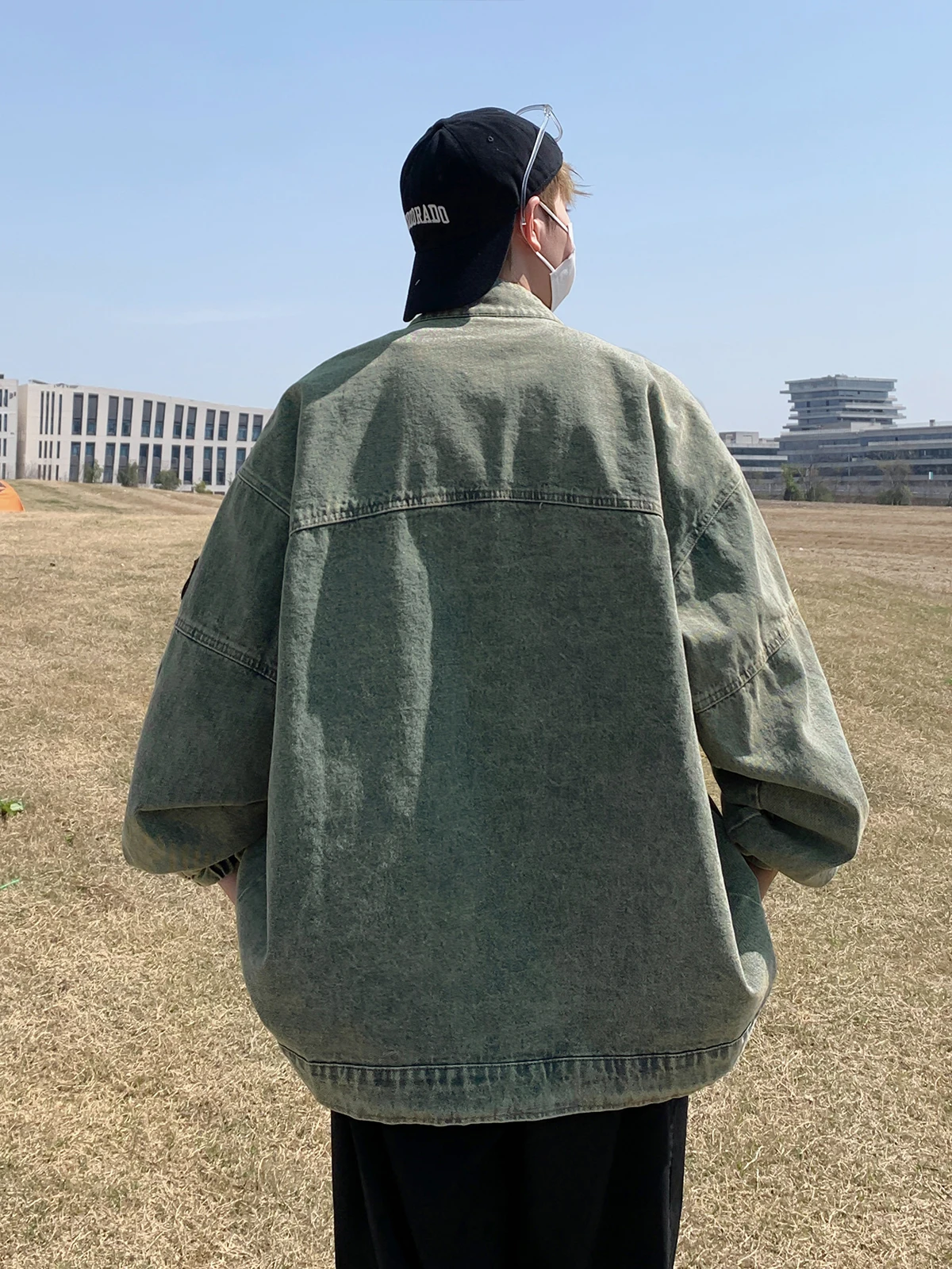 

American Street Sle Loose Fit Motorcycle Jaet Men's Spring Autumn Trendy Brand Waed Embroidery Haome Denim Coat