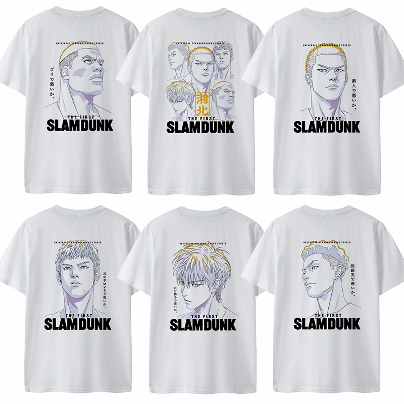 Slam Dunk T-shirt 2024 Summer Cotton Japanese Anime Harajuku Sports Short Sleeve Top Printed Streetwear Men and Women Couples