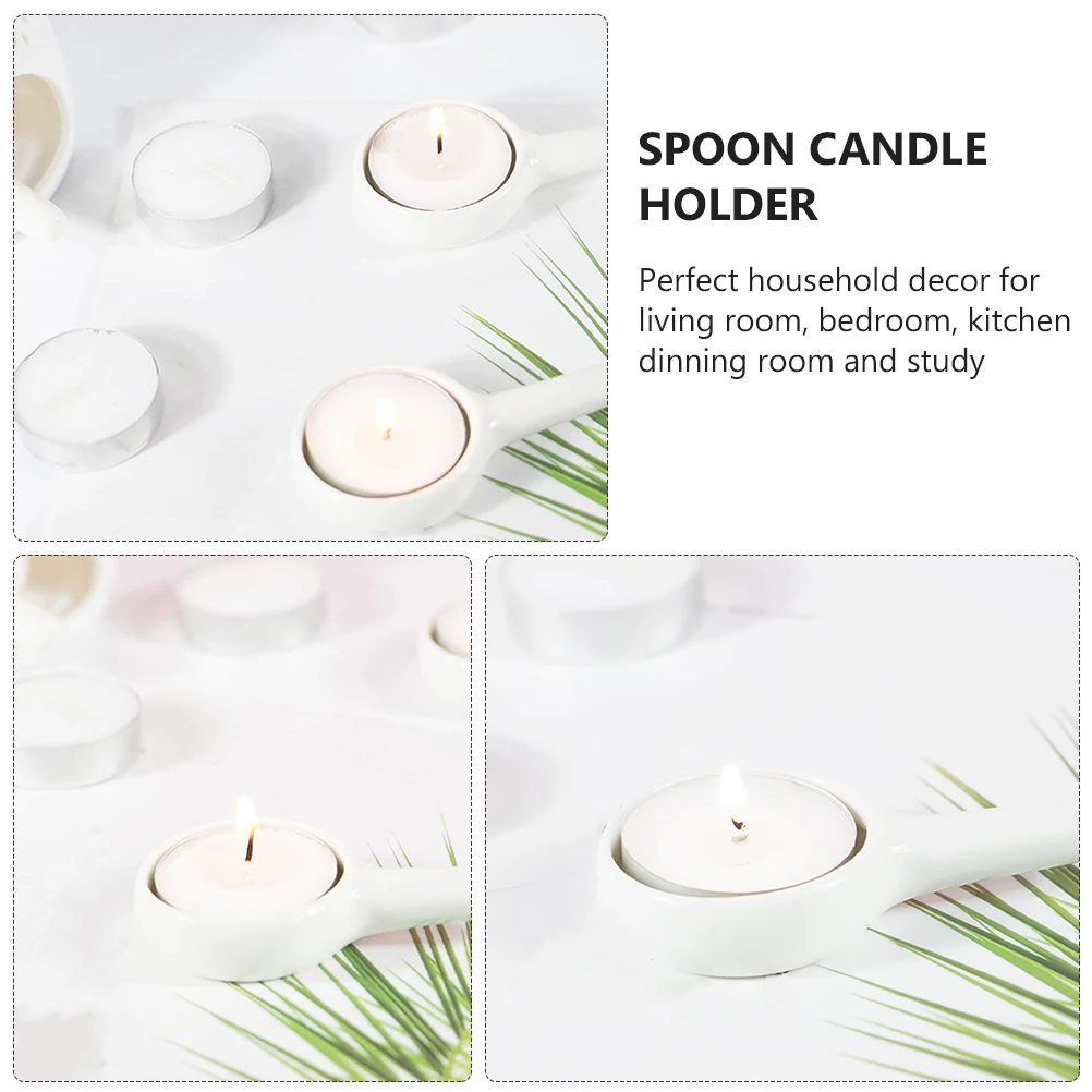 

10pcs Tealight Spoon Tea Light Holder Ceramic Tealight Spoon Heat Resistant Home Decor Votive Tray