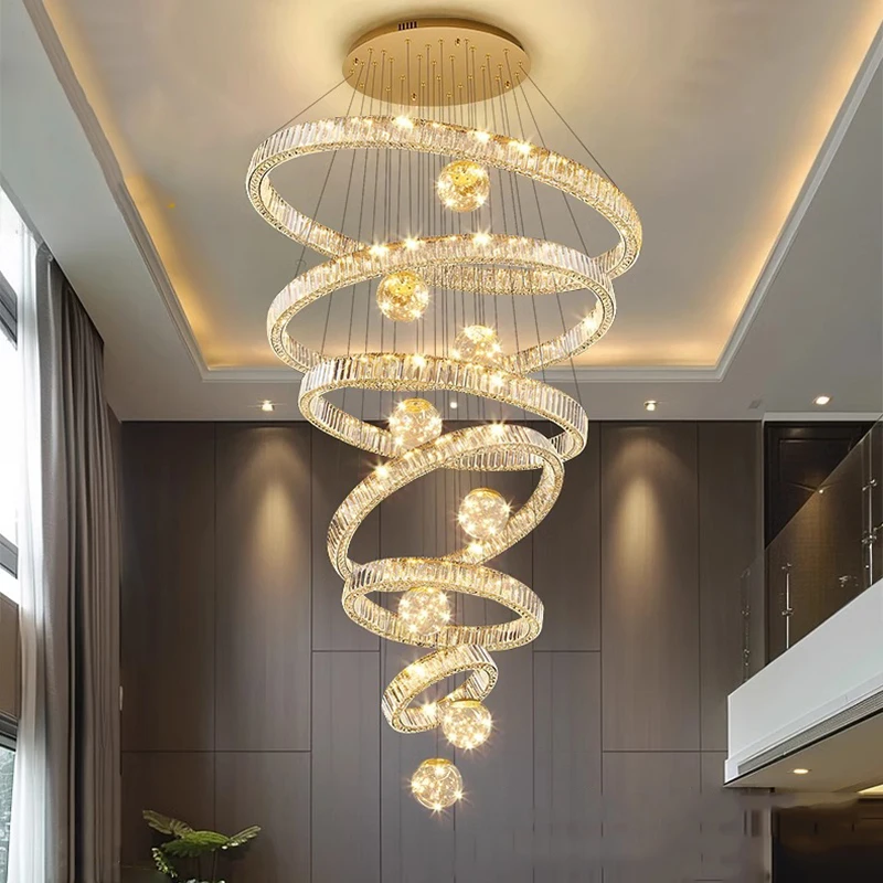 

Modern home decoration crystal chandelier, stair Pendant lamp, living room Pendant lights, interior lighting