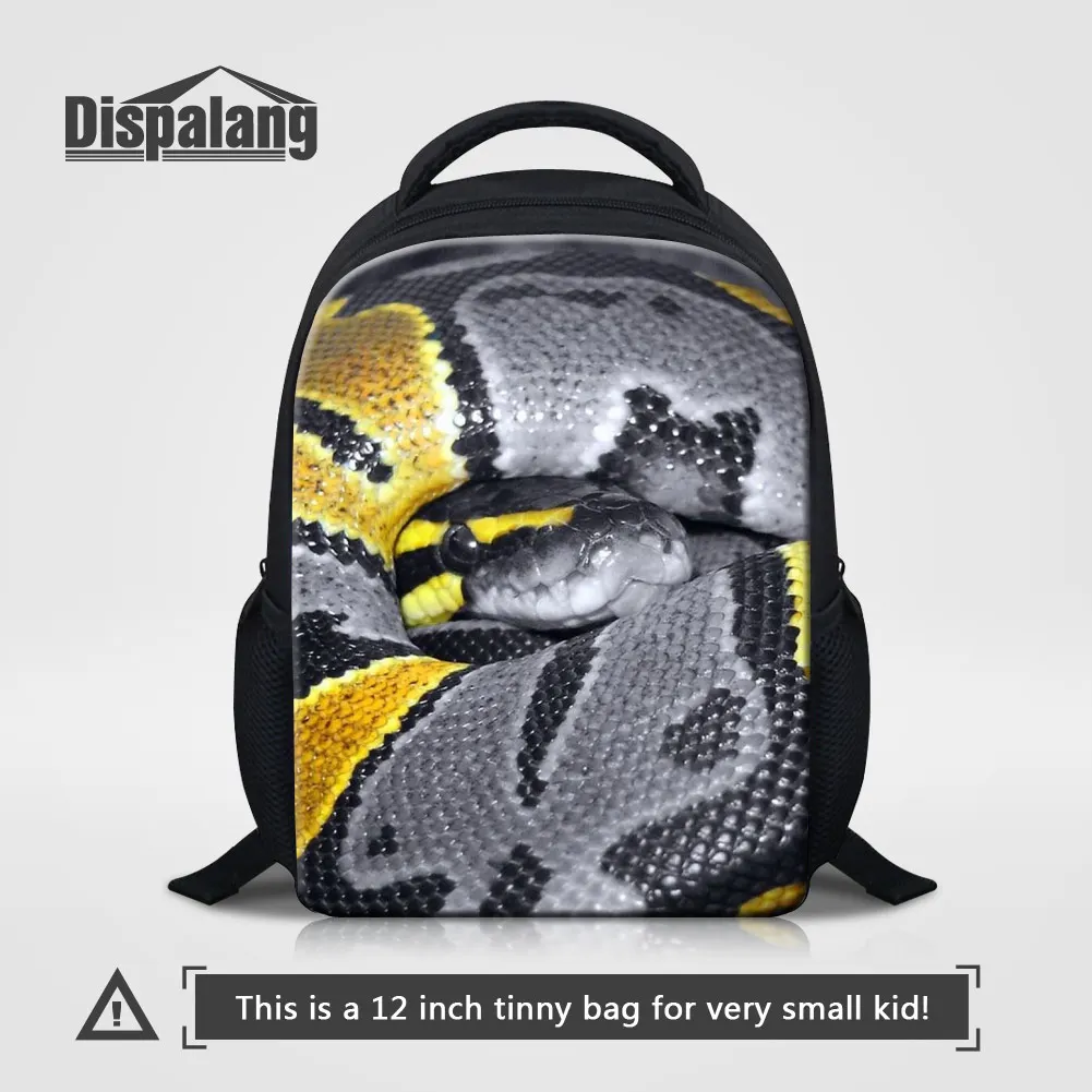 Dispalang Cool Black School Bags For Boys Animal Snake Printing Kindergarten Backpack Kids Small Mochila Toddler Rucksack Rugtas