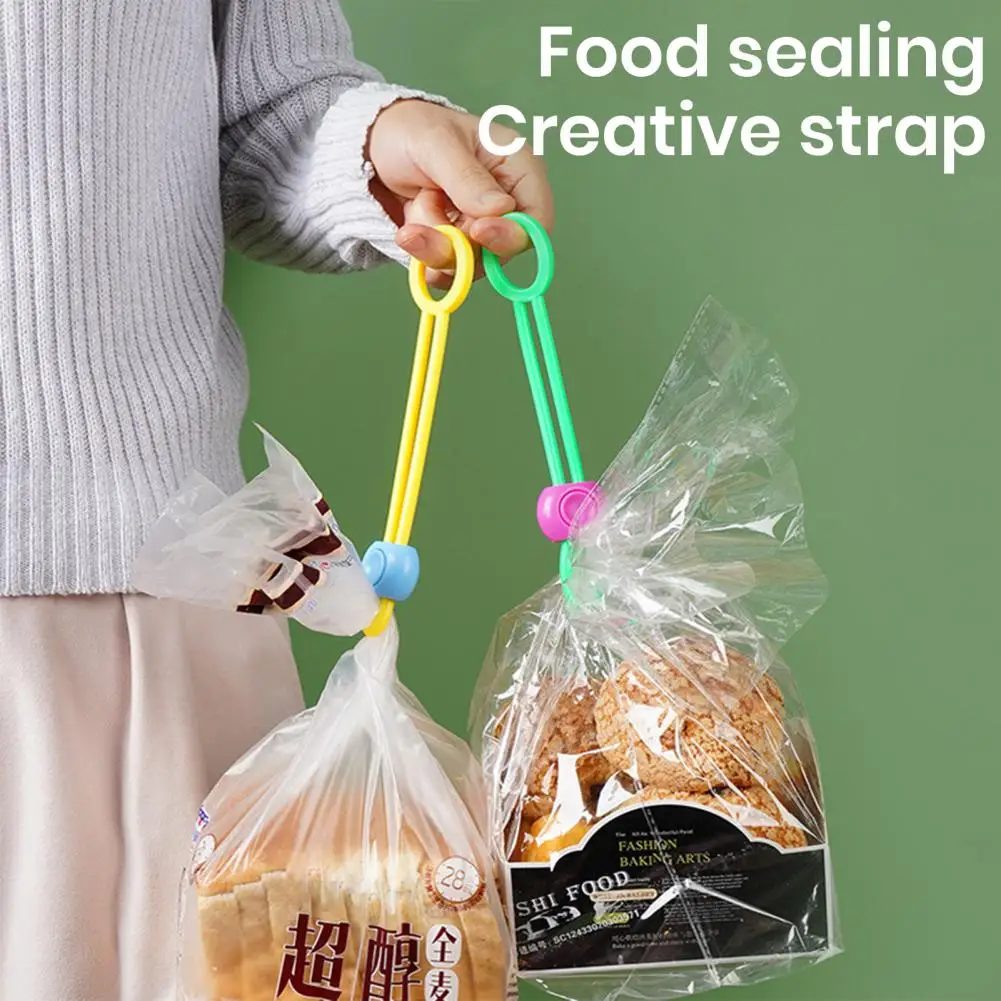 2 Pcs Sealing Straps Hanging Hole Airtight High Elasticity Hold Tightly Preserve Food Leakproof Crisp Bag Mouth Sealing Ties