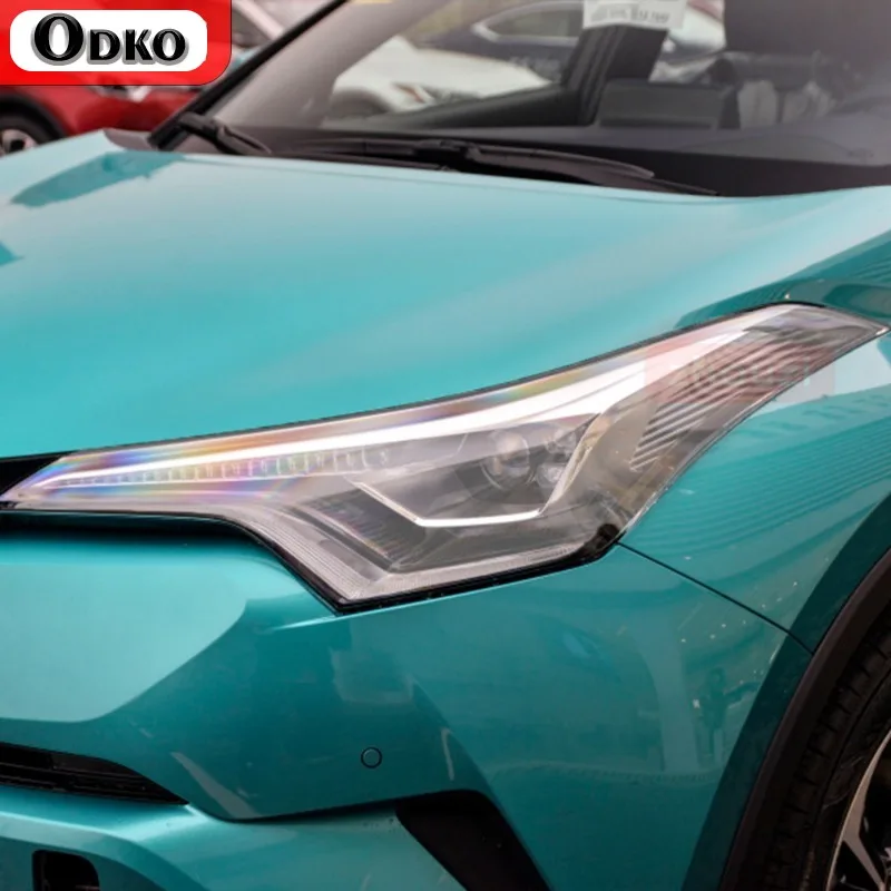 

2 Pcs Car Headlight Protective Film Front Light Transparent Smoked Black TPU Sticker For Toyota CHR 2017-On GR Sport 2020 2022