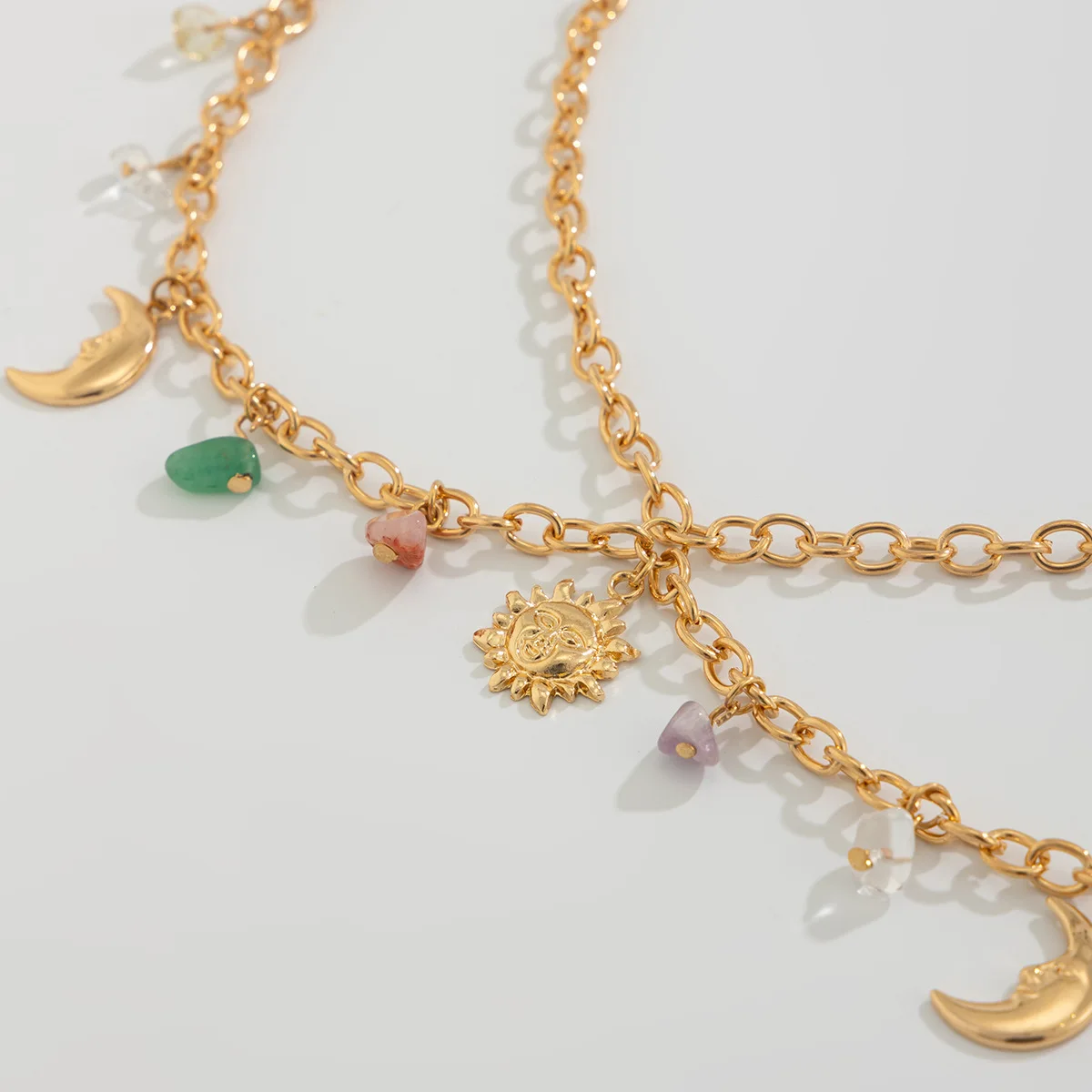 Boho Star Moon Sun Pendant Waist Chain 2025 Women's Simple Gold Metal O-Chain Girls Vacation Beach Fashion Jewelry - view 2