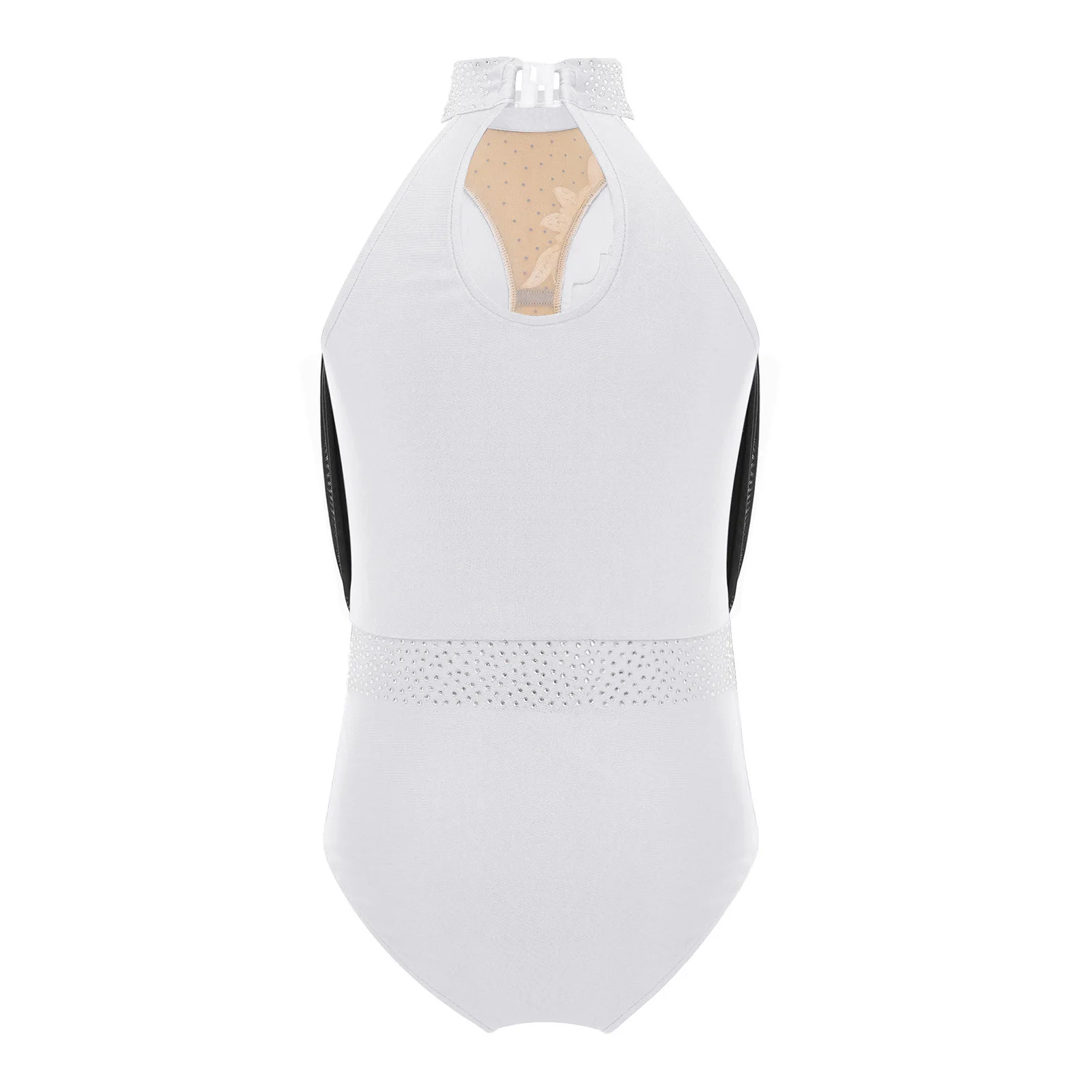 어린이 소녀용 라인스톤 체조 피겨 스케이팅 발레 저지 댄스 레오타드 의상 시어 메쉬 아플리케 바디수트 댄스웨어