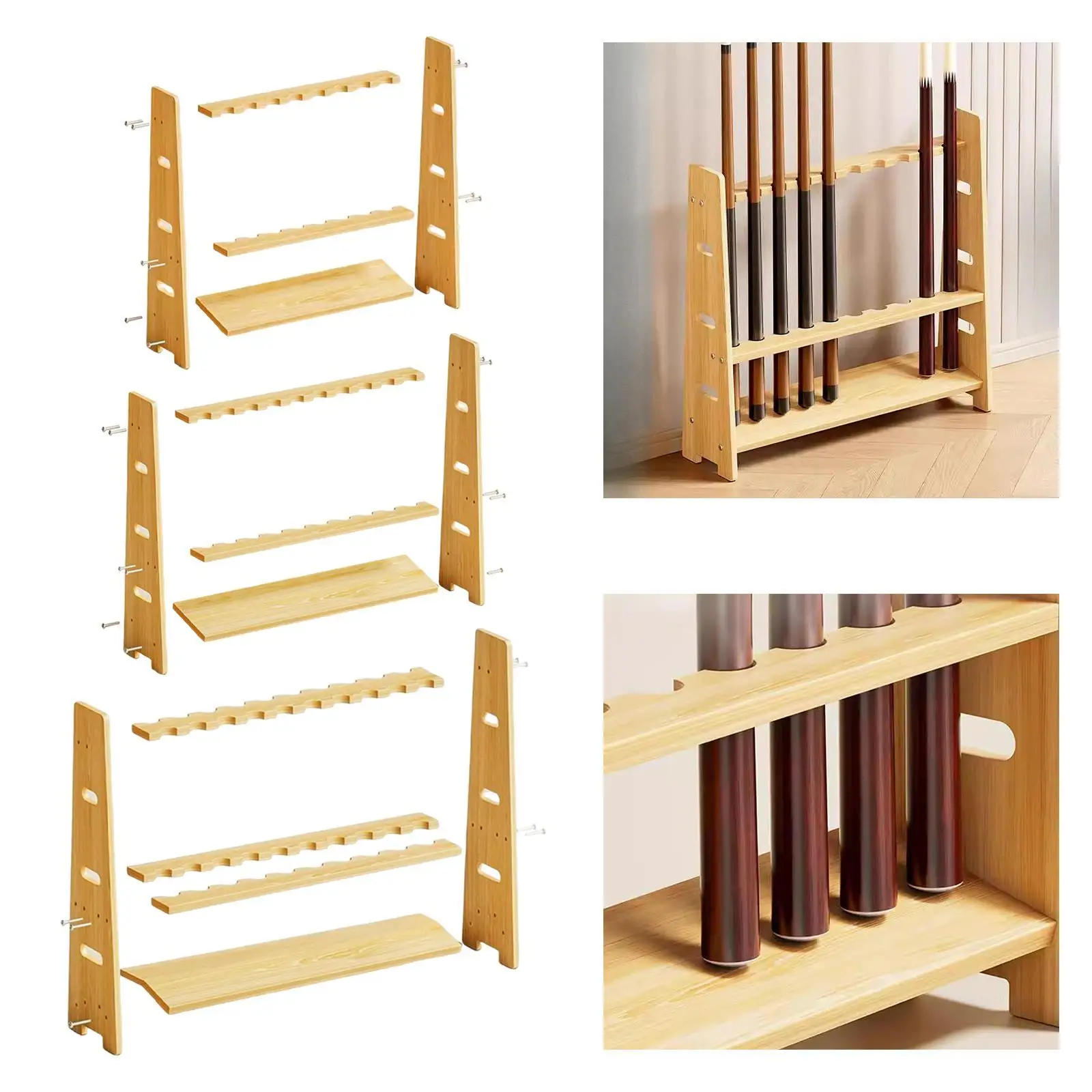 

Держатель для бильярдных палочек, профессиональный двухслойный органайзер, напольная подставка, подарки, прочный держатель для кия из цельного дерева, стойка для бильярдного кия