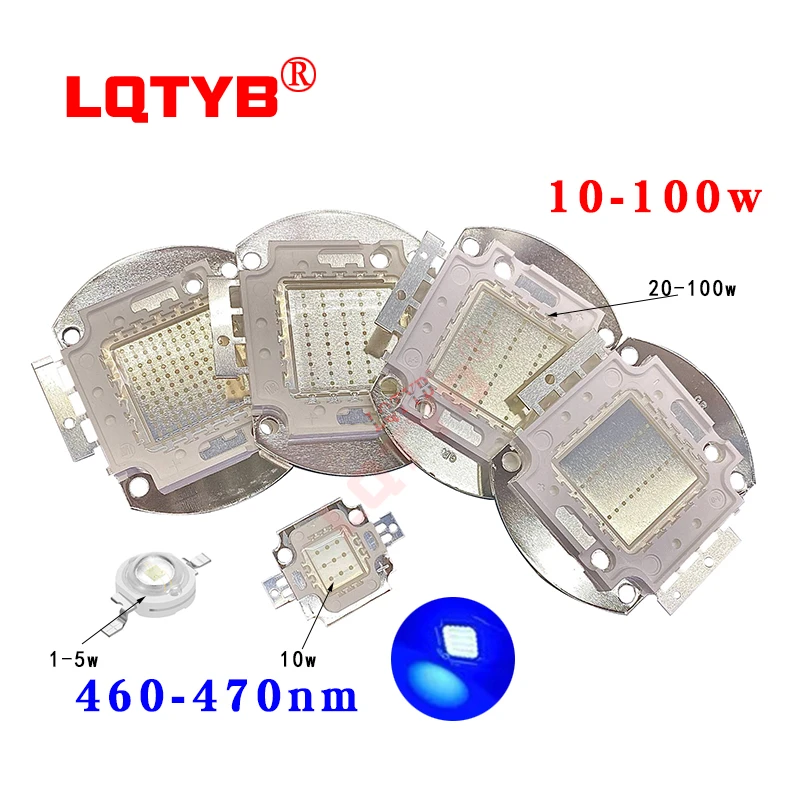 

High Power Blue LED growth chip 460-470nm 1W 3W 5W 10W 20W 30W 50W 100W homemade COB LED bulb chip for LED plant growth lamp