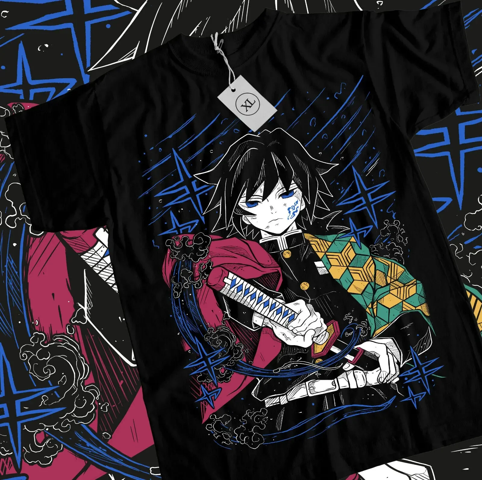 T-shirt gráfica Anime Demon Slayer para mulheres, Giyu Tomioka, Kimetsu No Yaiba, tamanho de camisa preta, Pro Choice