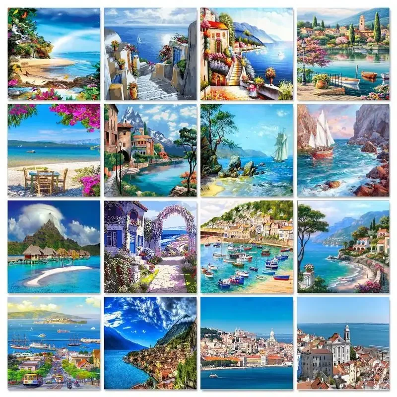 

583502 City Diy Paint By Numbers For Adults Seascape Pictures Digital Painting Drawing By Numbers With Brushes Home Wall Deco