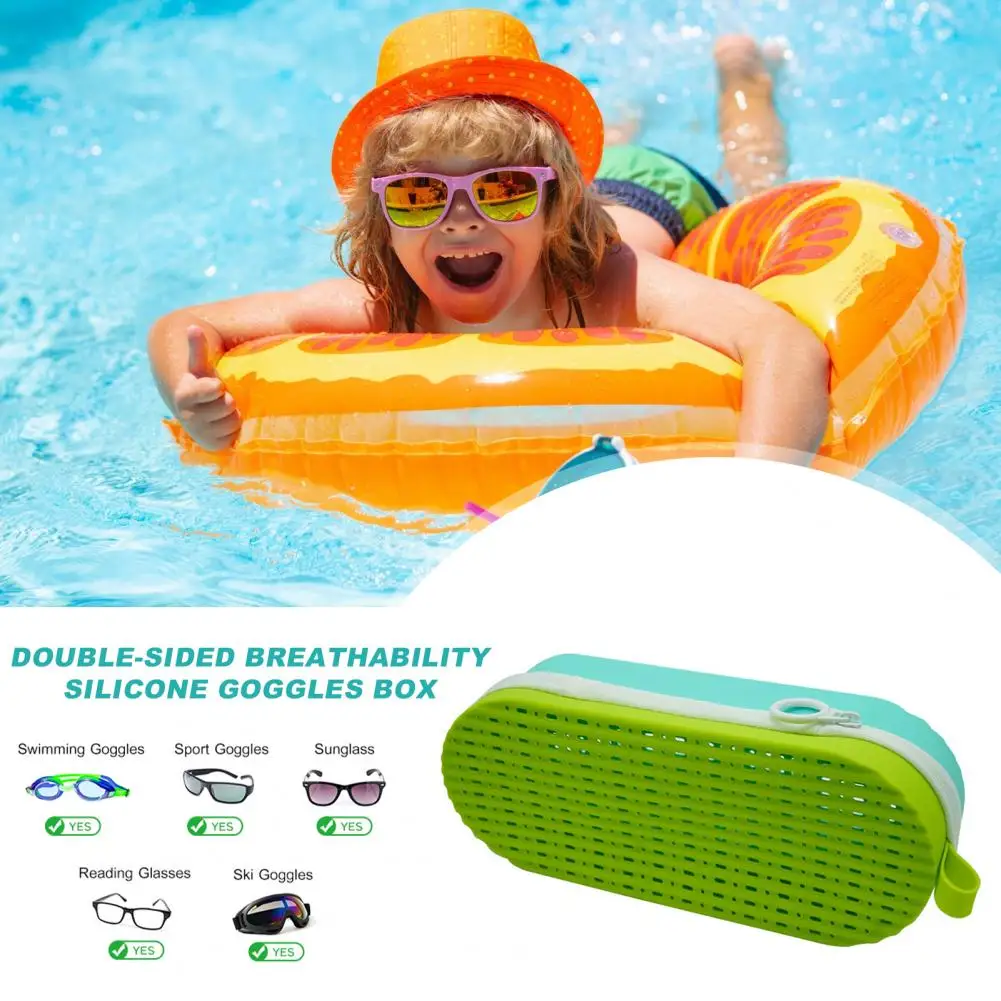 Drainage Holes Goggle Container Silicone Swimming Goggle Case with Drain Hole Lightweight Shockproof Protective Box Durable Swim