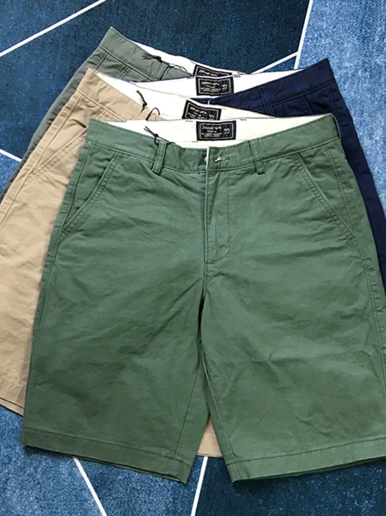 

Heavyweight Pure Cotton Men's Summer American Retro Loose Casual Straight Leg Five-Quarter Workwear orts Breathable Youthfu...