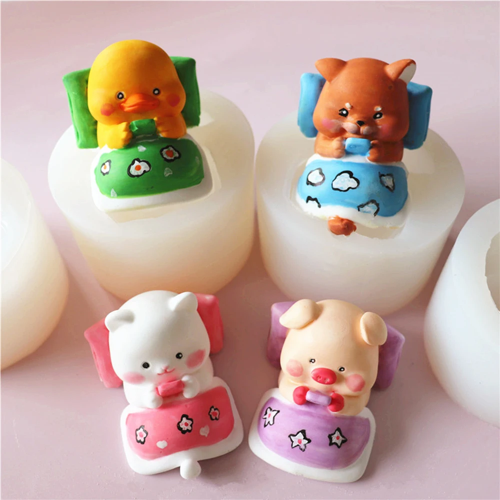 Cute Cartoon Animal Fondant Mold Silicone Home Decor Birthday Cake Decoration Fudge Pastry Baking Tool Ornament Gift