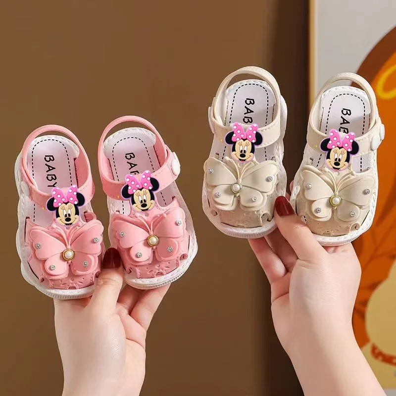 

Сандалии для девочек с Микки Маусом Disney, новая летняя детская обувь Baotou для малышей, детская пляжная обувь на мягкой подошве, одежда для дома и улицы