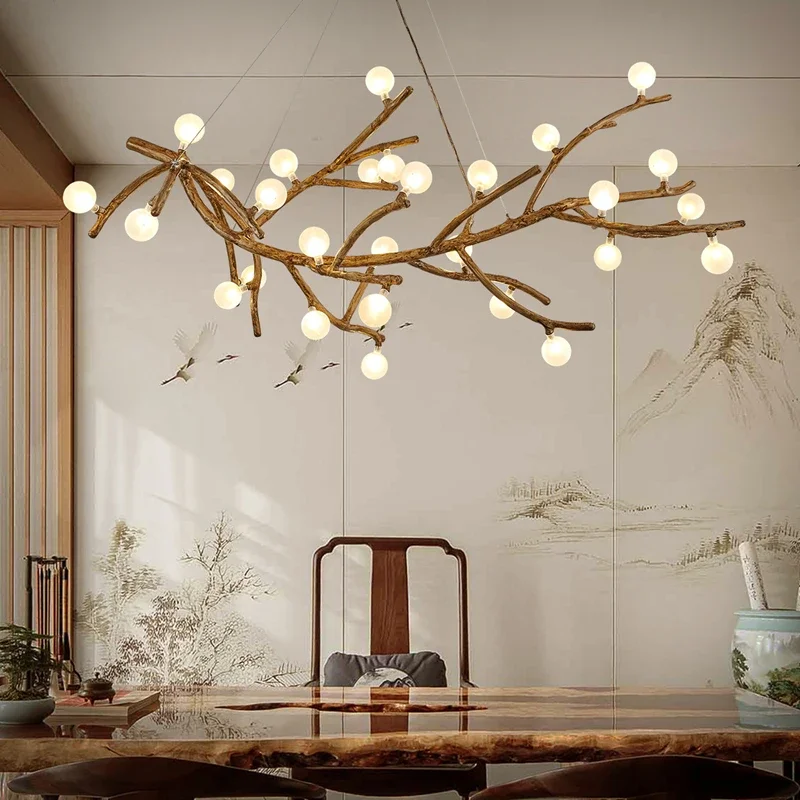 Imagem -05 - Vintage Tree Branches Chandelier Resina Luzes Pingente para Sala de Estar Home Decor Lustres Luminárias Led