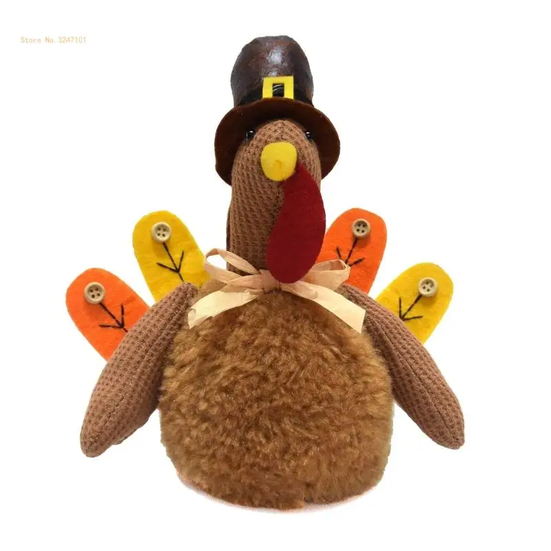 Artisanal Turkey Shaped Statue for Thanksgiving Polyester Holiday Centerpiece Handmade Gratitudes Themed Accessory Dropship