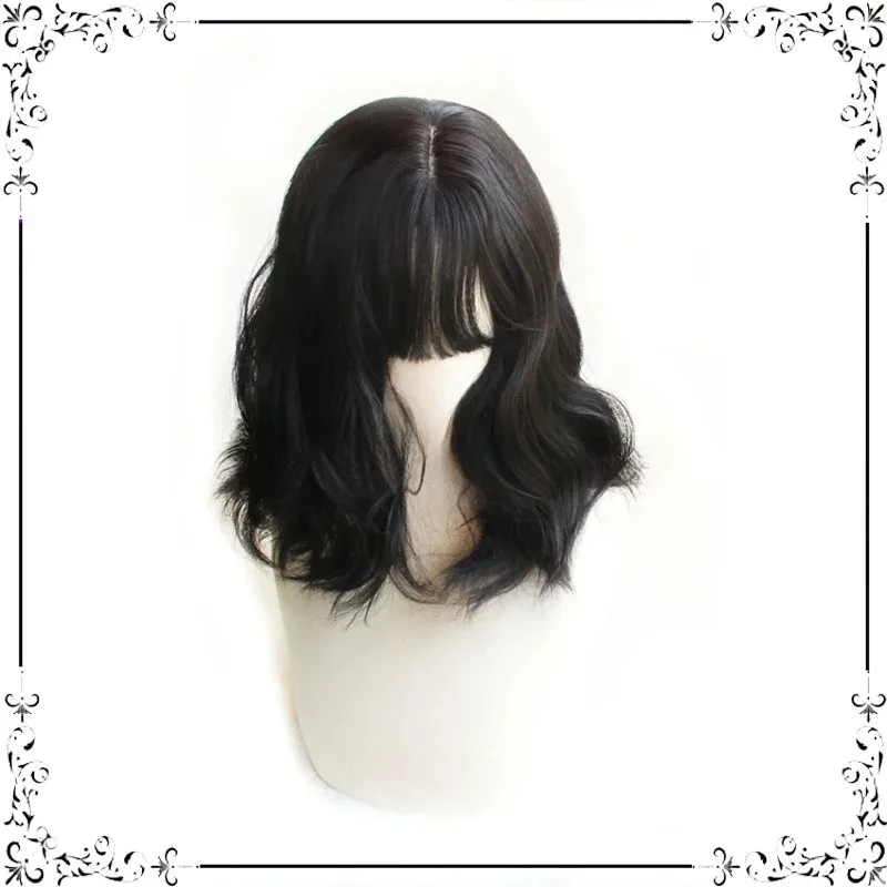 DY20Touhou Project Inaba Tewi Cosplay Costume Hair Headwear Black Short Curly Wig25