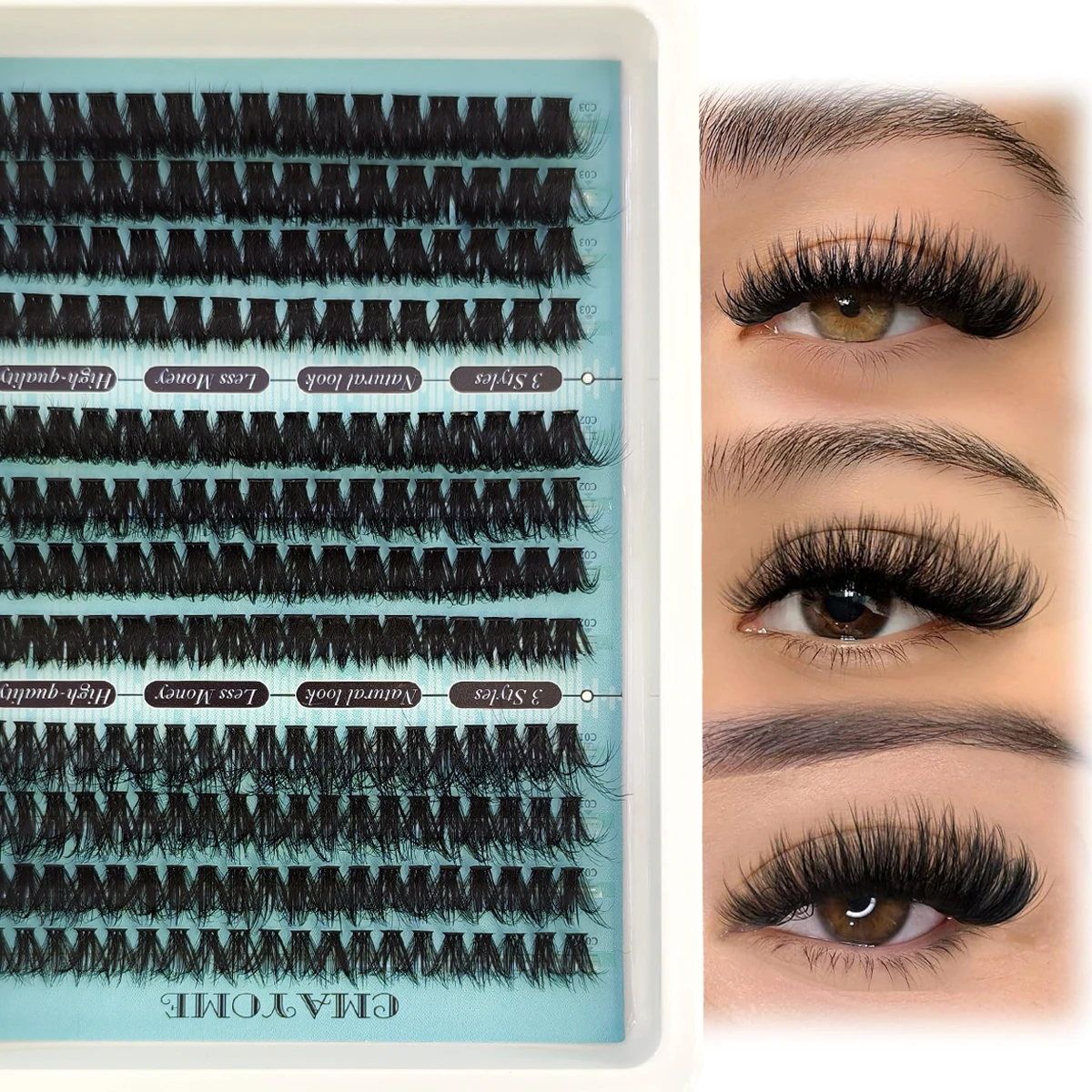NEUE 3-IN-1 Flauschige Einzelwimpern-Cluster 60-80P, 120-200P Wimpernspikes für untere Wimpern Wiederverwendbare DIY Wimpernverlängerung Manga