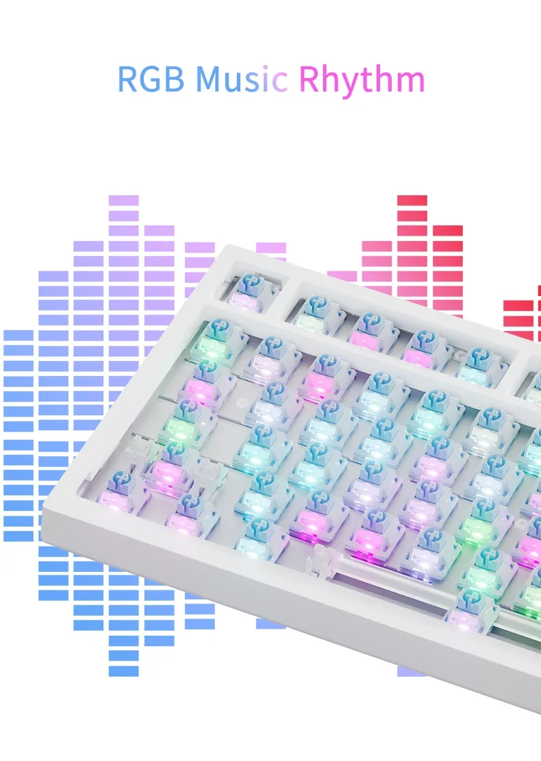 Ajazz ak820 teclado mecânico para jogos com fio e sem fio 75% layout compacto, interruptores permutáveis a quente, conexão tri-modo, luz de fundo rgb